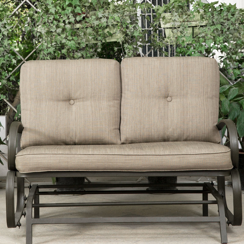 Winston Porter Reculver Patio Wrought Iron Glider Bench Wayfair.ca